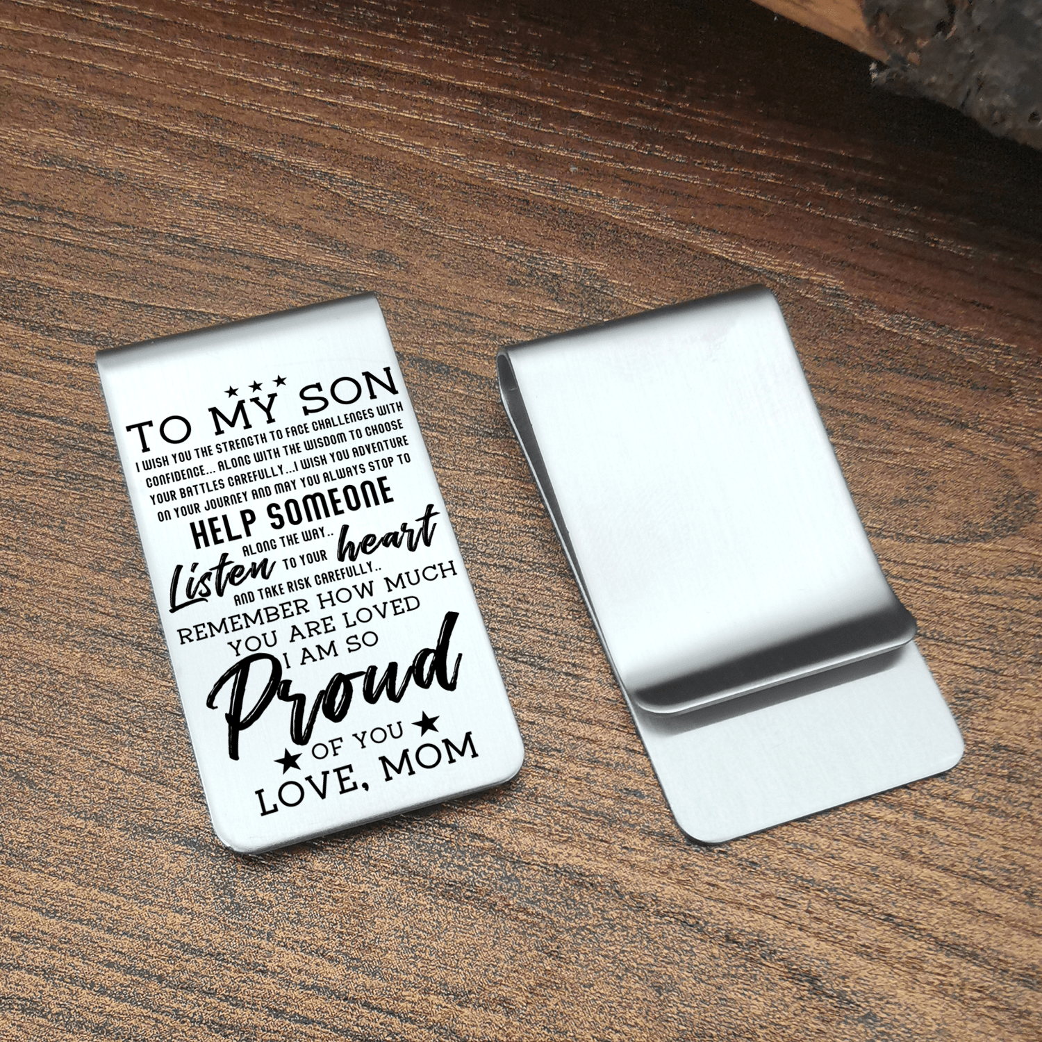 Money Clips Mom To Son - Listen To Your Heart Engraved Money Clip GiveMe-Gifts