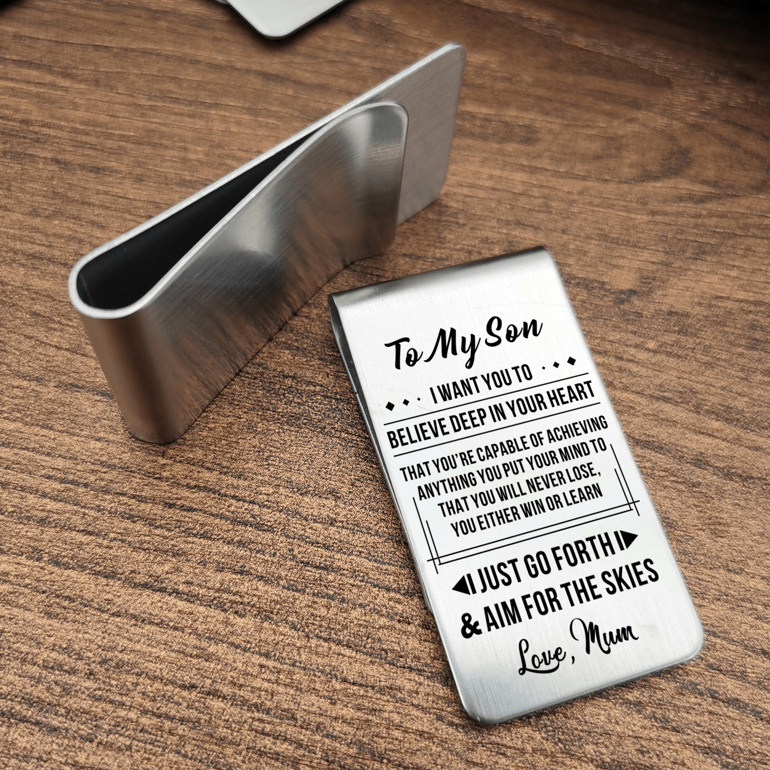 Money Clips Mum To Son - Believe Deep In Your Heart Engraved Money Clip GiveMe-Gifts