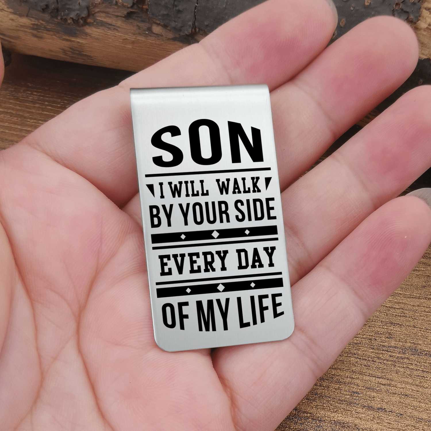 Money Clips To My Son - I Will Walk By Your Side Engraved Money Clip GiveMe-Gifts