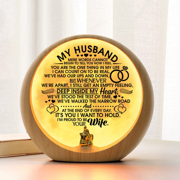 Moon Lamp To My Husband - I Am Proud To Be Your Wife Engraved Moon Light GiveMe-Gifts