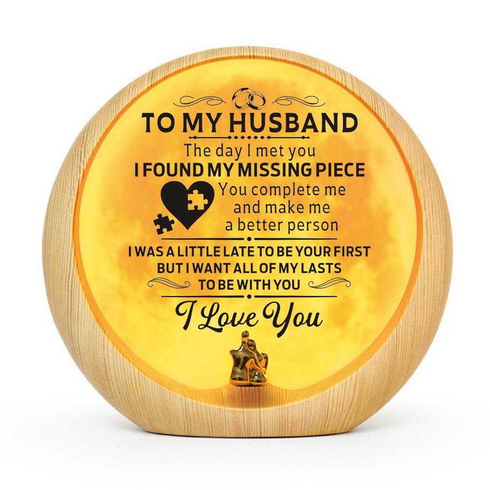 Moon Lamp To My Husband - I Found My Missing Piece Wood Moon Light GiveMe-Gifts
