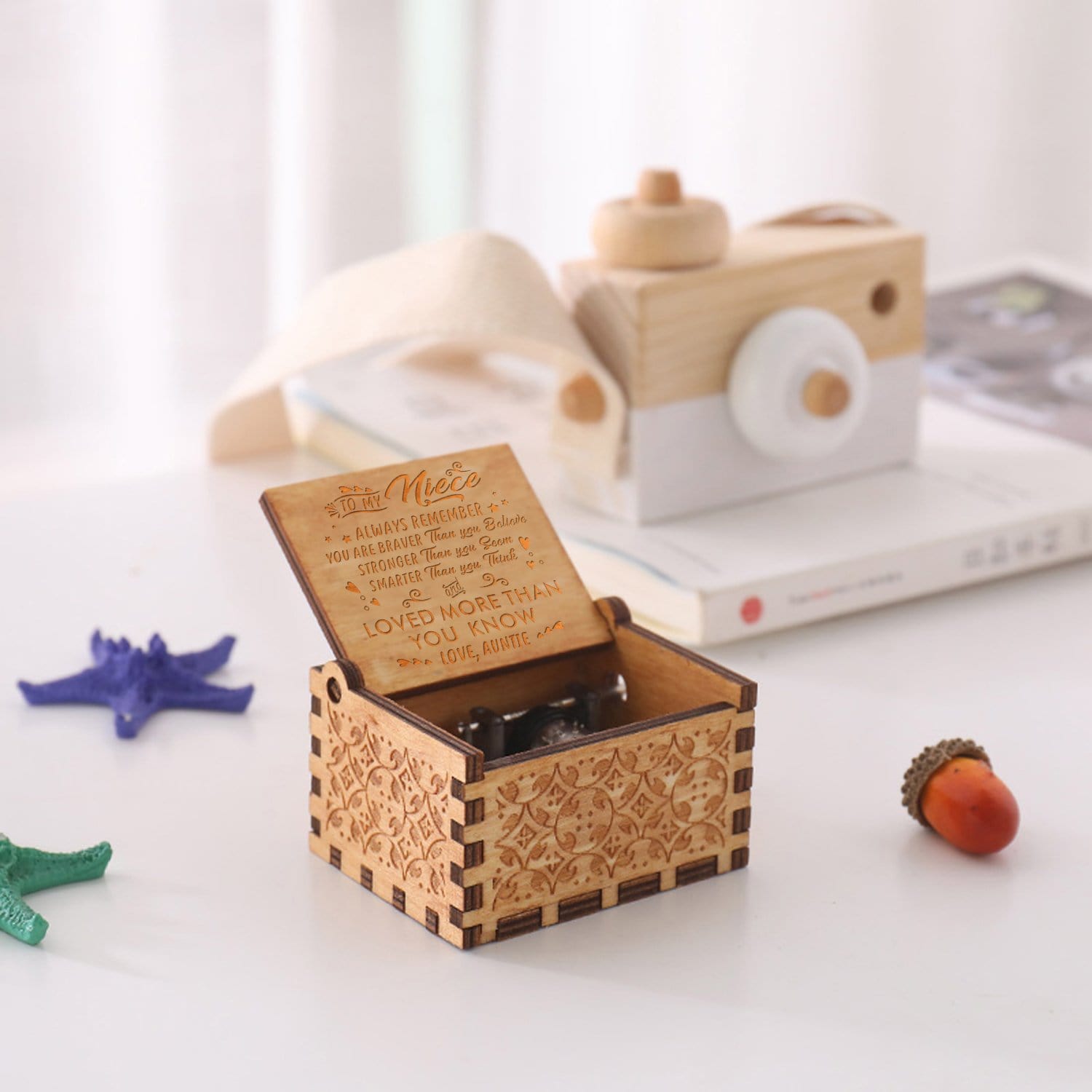 Music Box Auntie To Niece You Are Loved More Than You Know Engraved Wooden Music Box GiveMe-Gifts