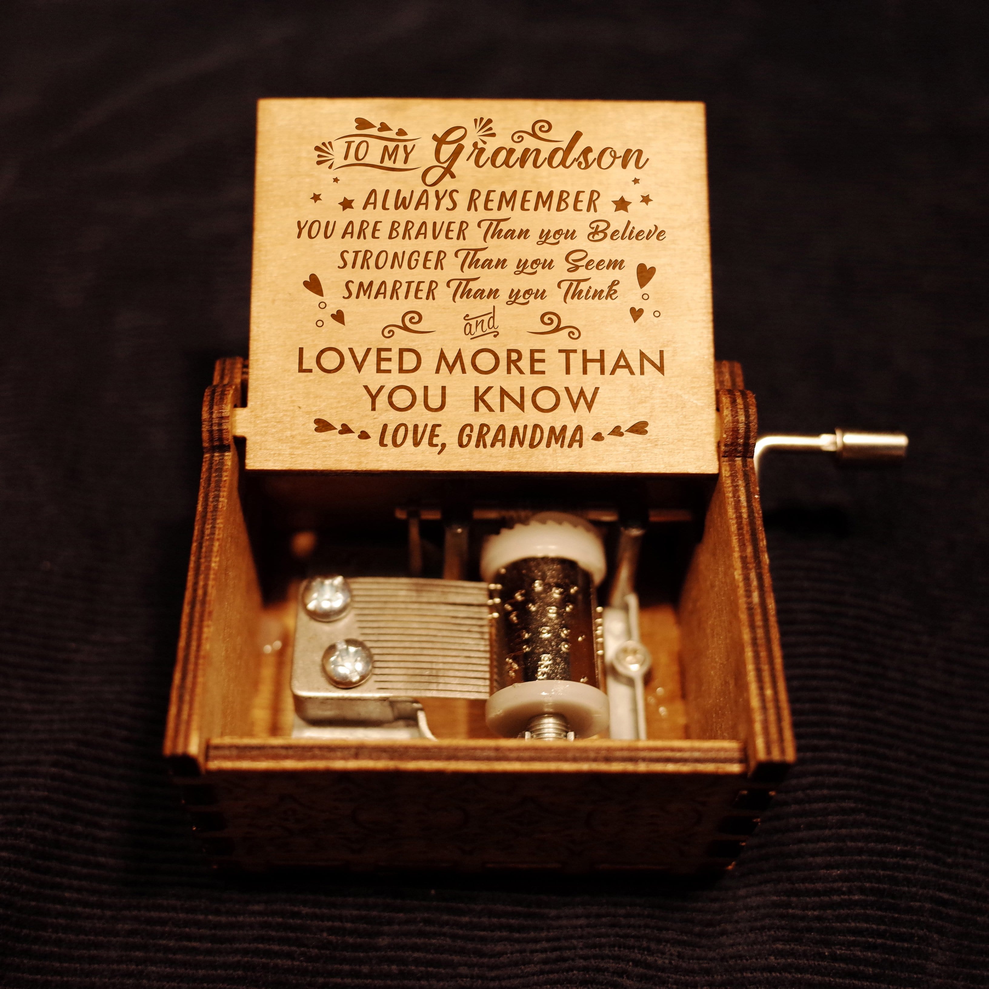 Music Box Grandma To Grandson You Are Loved More Than You Know Engraved Wooden Music Box GiveMe-Gifts