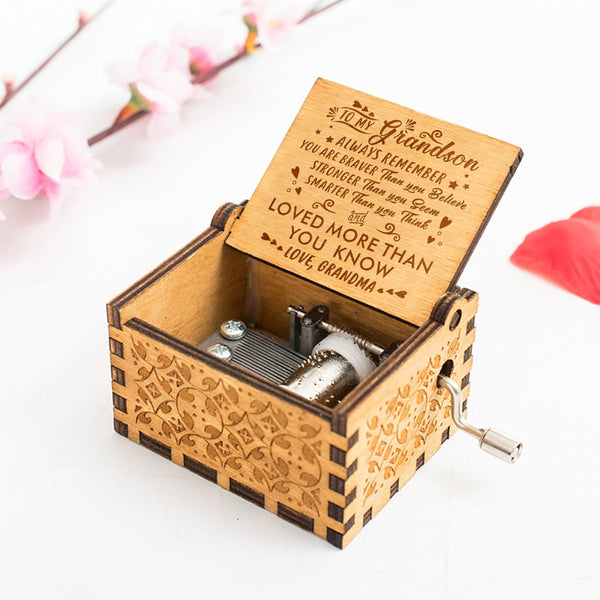Music Box Grandma To Grandson You Are Loved More Than You Know Engraved Wooden Music Box GiveMe-Gifts