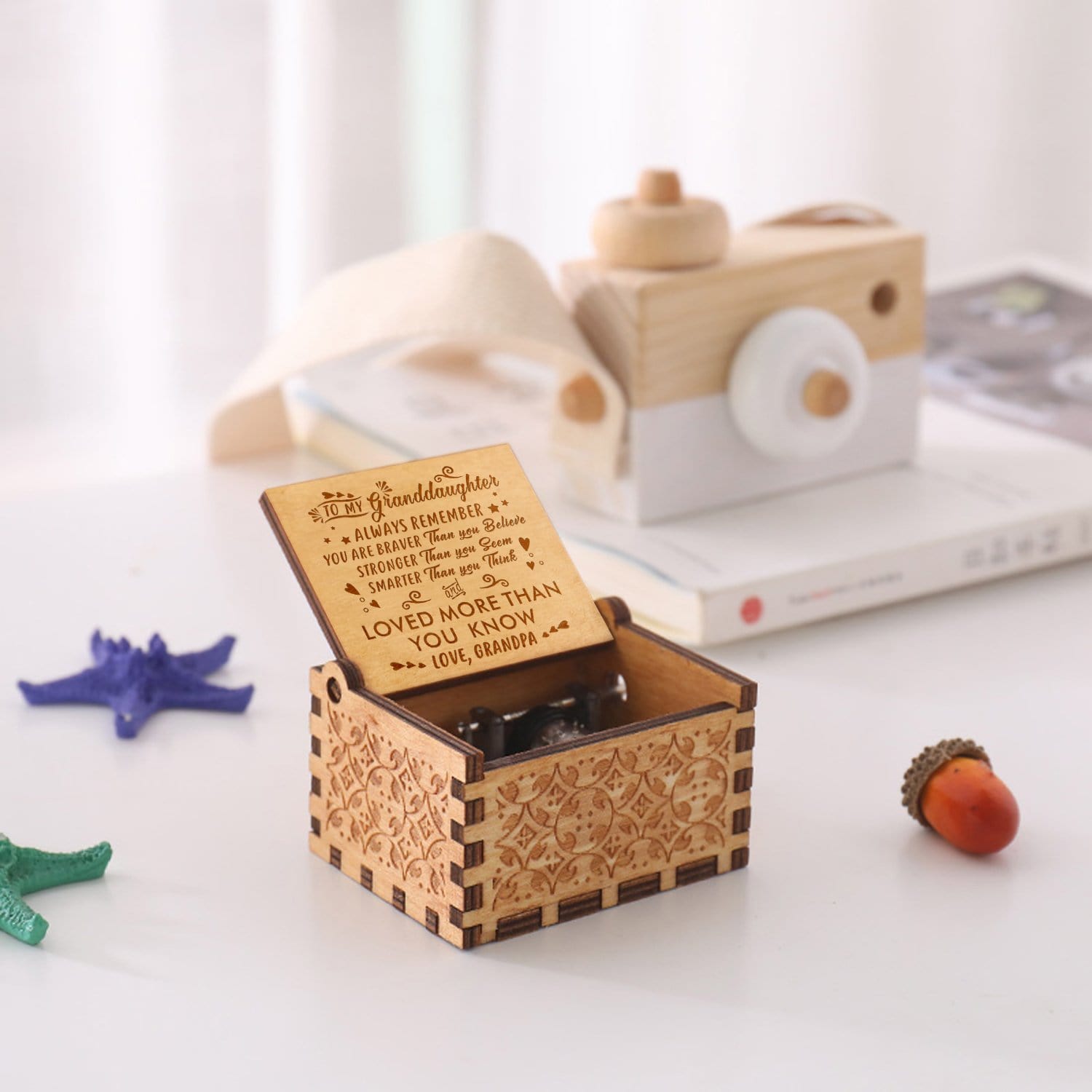Music Box Grandpa To Granddaughter You Are Loved More Than You Know Engraved Wooden Music Box GiveMe-Gifts