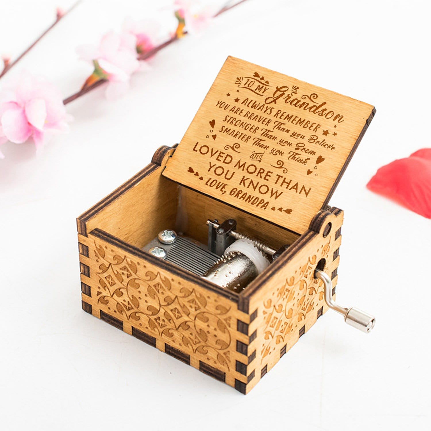 Music Box Grandpa To Grandson You Are Loved More Than You Know Engraved Wooden Music Box GiveMe-Gifts