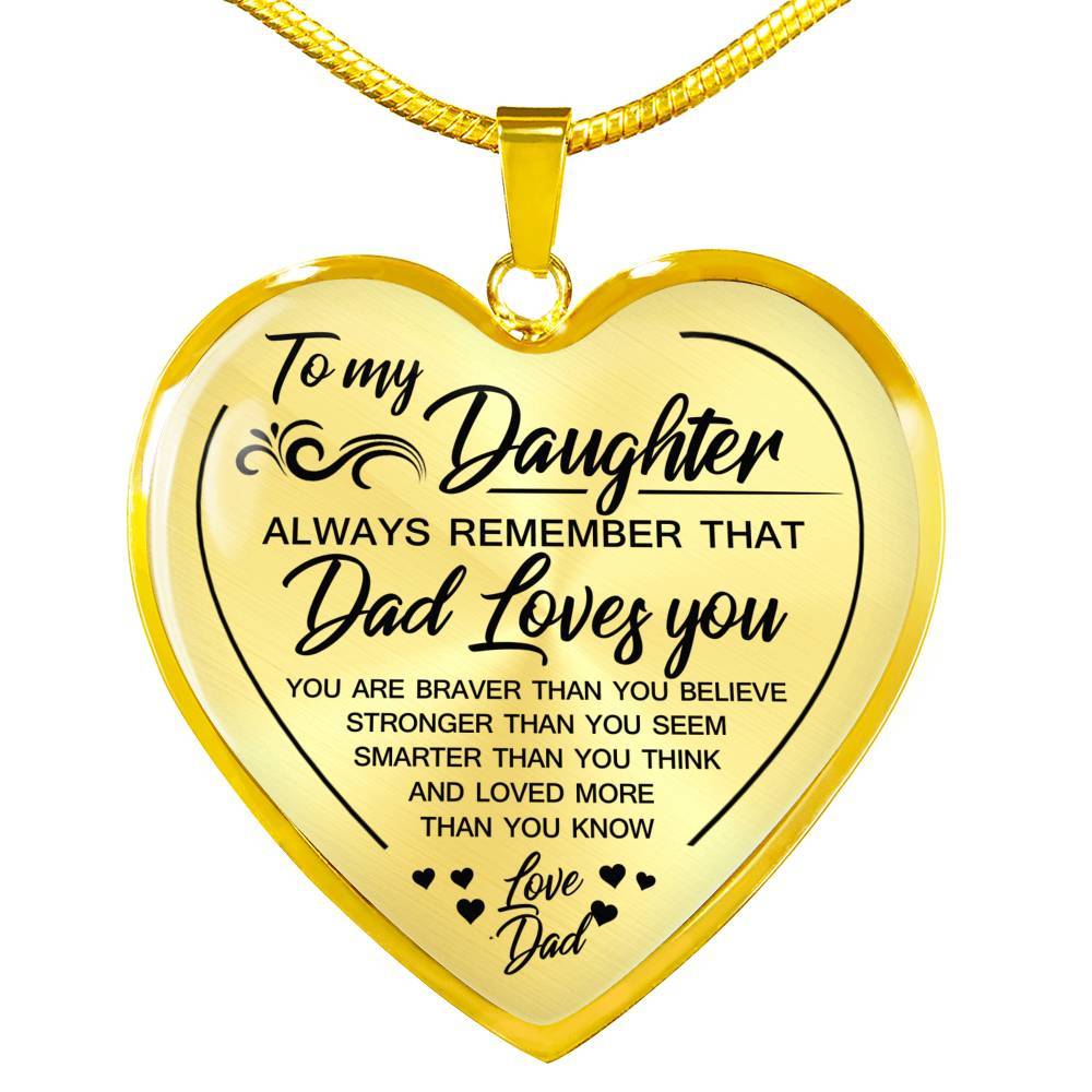Necklaces Dad To Daughter - Dad Loves You Engraved Heart Necklace GiveMe-Gifts