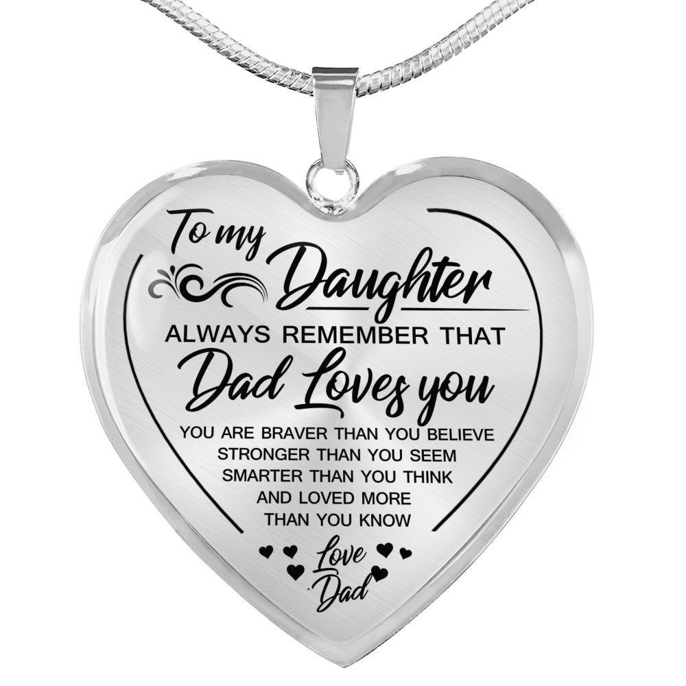 Necklaces Dad To Daughter - Dad Loves You Engraved Heart Necklace GiveMe-Gifts