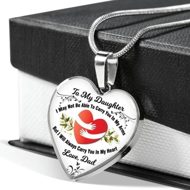 Necklaces Dad To Daughter - I Will Always Carry You Engraved Heart Necklace Silver GiveMe-Gifts