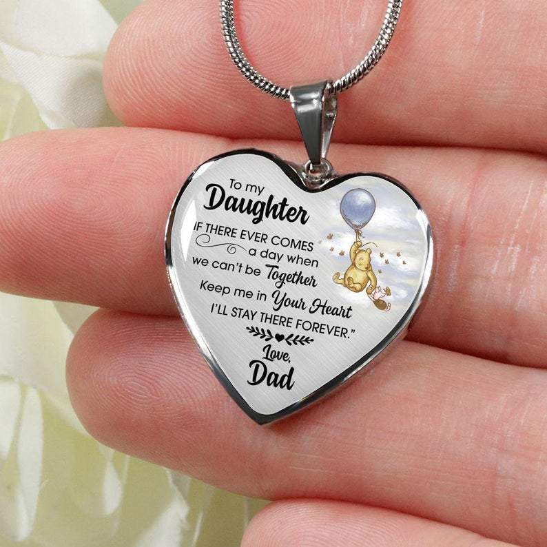 Necklaces Dad To Daughter - I Will Stay There Forever Engraved Heart Necklace GiveMe-Gifts