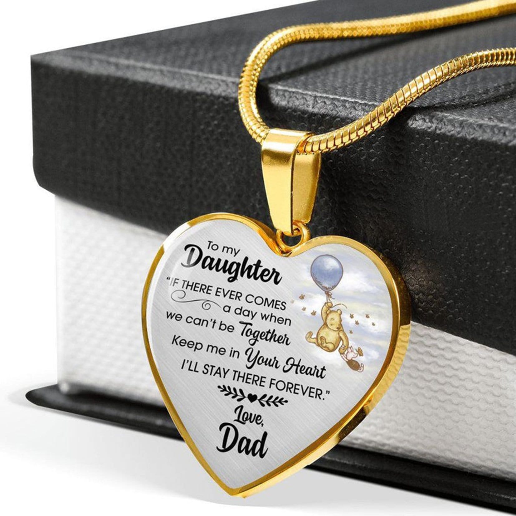 Necklaces For Daughter Dad To Daughter - I Will Stay There Forever Engraved Heart Necklace Gold GiveMe-Gifts