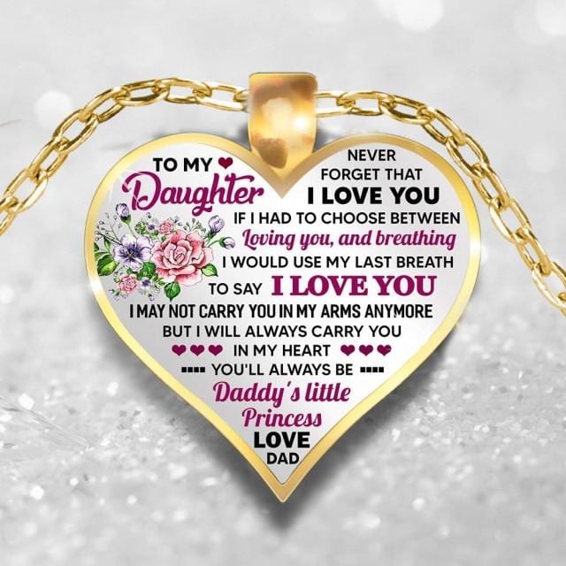 Necklaces Dad To Daughter - Little Princess Engraved Heart Necklace LGS0689 GiveMe-Gifts