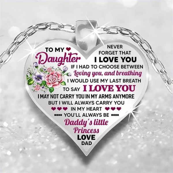 Necklaces Dad To Daughter - Little Princess Engraved Heart Necklace LGS0688 GiveMe-Gifts