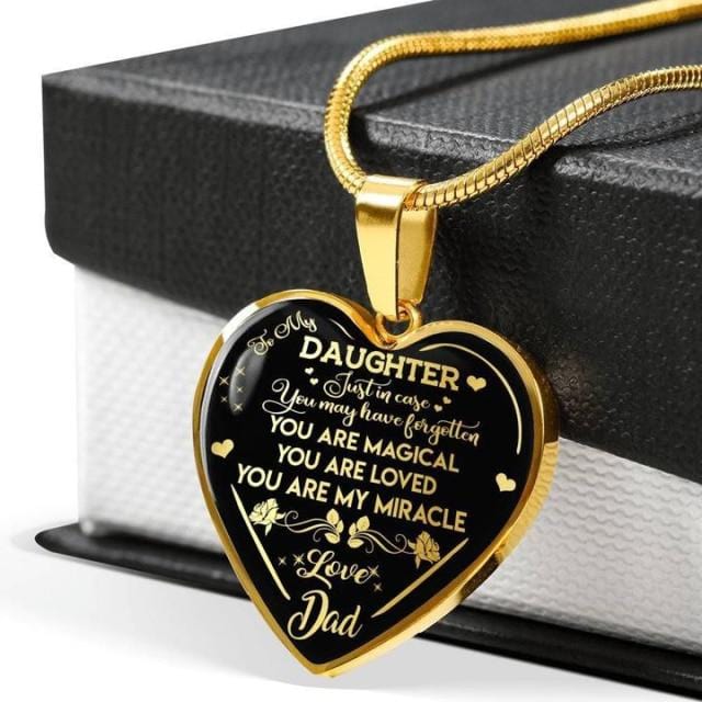 Necklaces Dad To Daughter - You Are Magical Engraved Heart Necklace Gold GiveMe-Gifts
