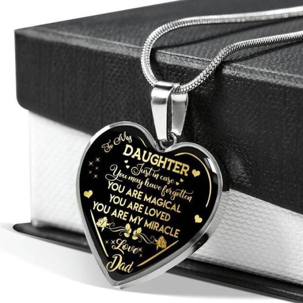 Necklaces Dad To Daughter - You Are Magical Engraved Heart Necklace Silver GiveMe-Gifts