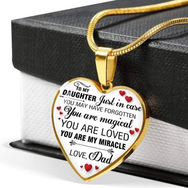 Necklaces Dad To Daughter - You Are My Miracle Engraved Heart Necklace Gold GiveMe-Gifts