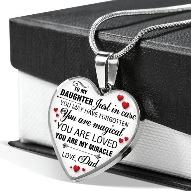 Necklaces Dad To Daughter - You Are My Miracle Engraved Heart Necklace Silver GiveMe-Gifts