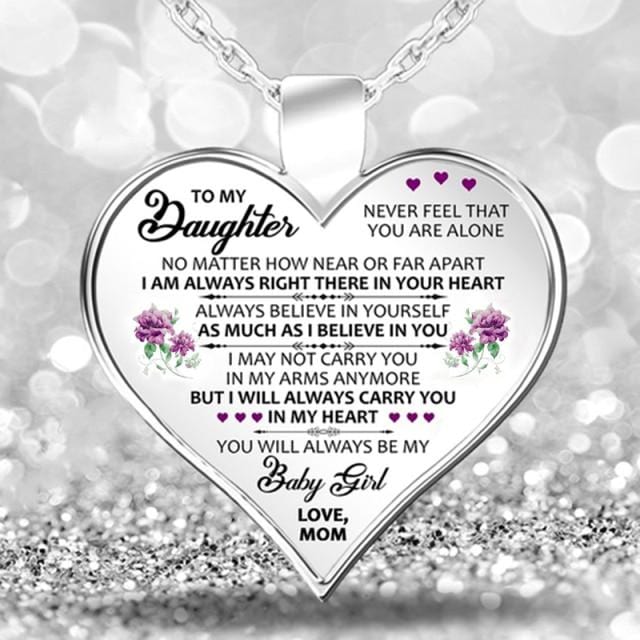 Necklaces To My Daughter - I Love You Engraved Heart Necklace daugther mom 3 GiveMe-Gifts