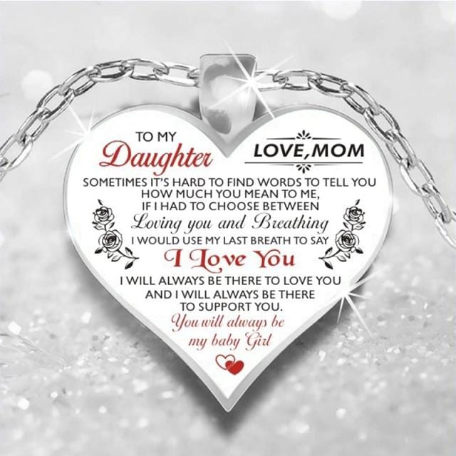 Necklaces For Daughter Mom To Daughter - I Love You Engraved Heart Necklace DHN3 GiveMe-Gifts