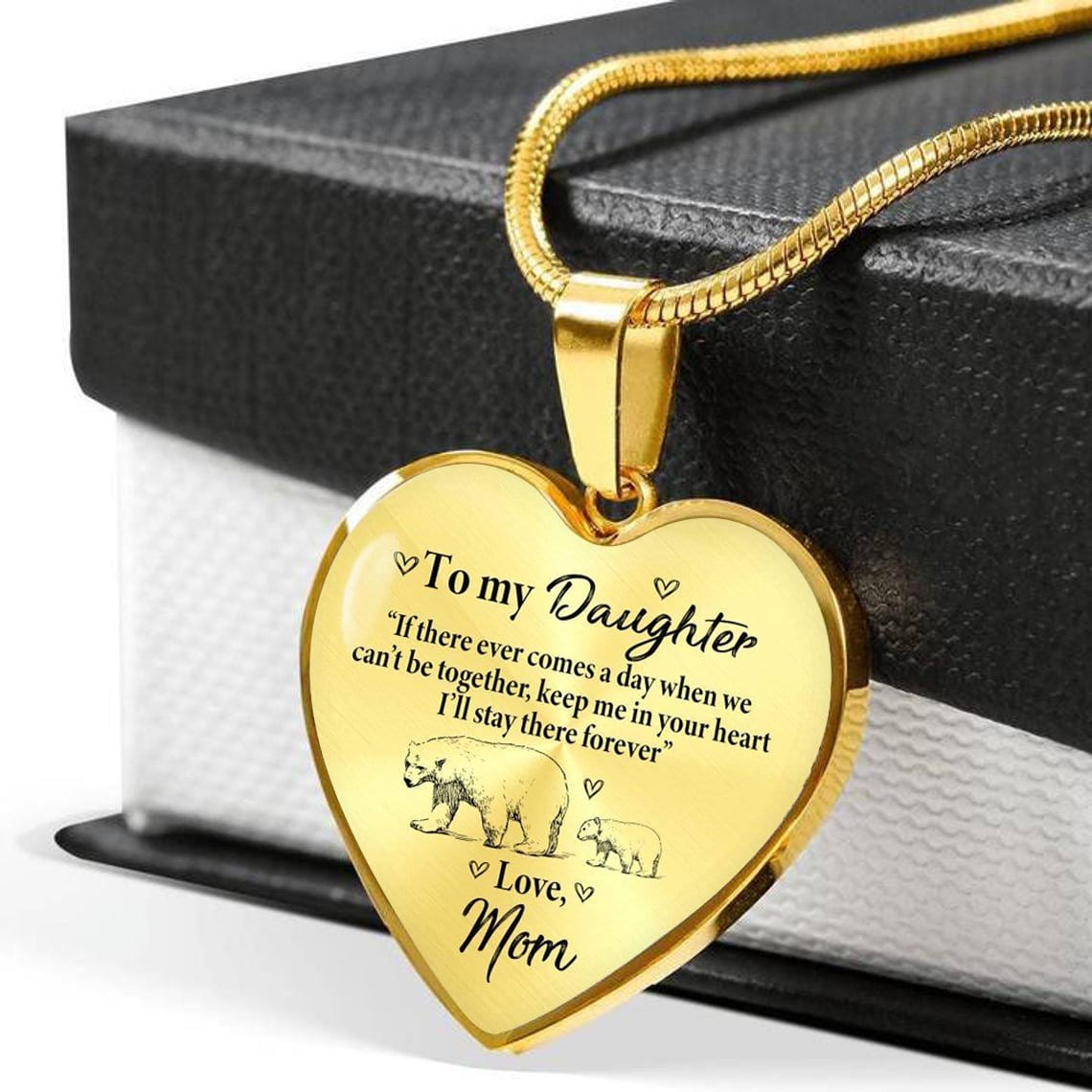 Necklaces Mom To Daughter - I Will Stay There Forever Engraved Heart Necklace Gold GiveMe-Gifts