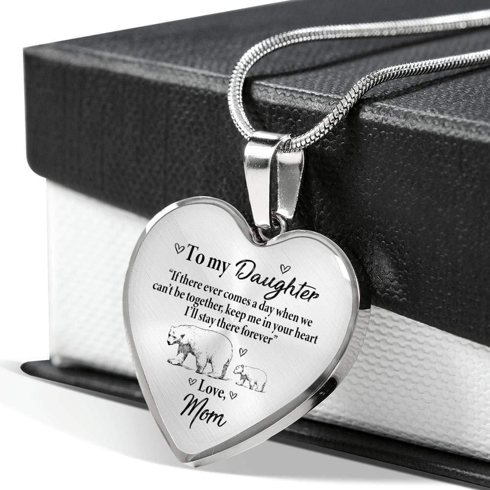 Necklaces For Daughter Mom To Daughter - I Will Stay There Forever Engraved Heart Necklace Silver GiveMe-Gifts