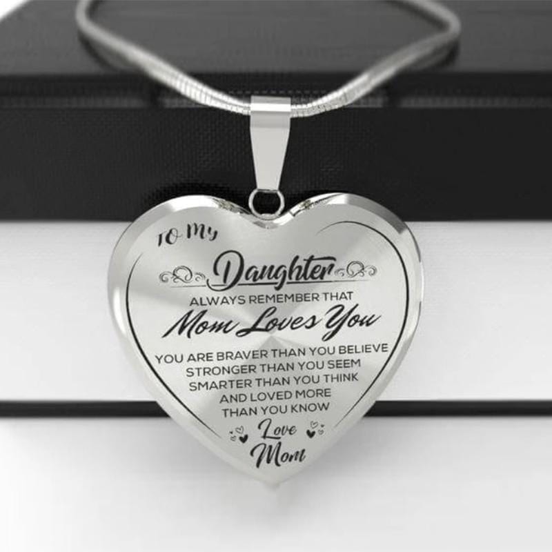 Necklaces Mom To Daughter - Mom Loves You Engraved Heart Necklace GiveMe-Gifts