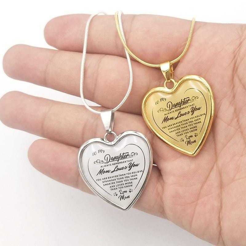 Necklaces For Daughter Mom To Daughter - Mom Loves You Engraved Heart Necklace GiveMe-Gifts