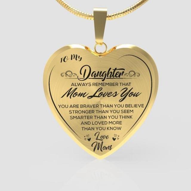 Necklaces For Daughter Mom To Daughter - Mom Loves You Engraved Heart Necklace Gold GiveMe-Gifts