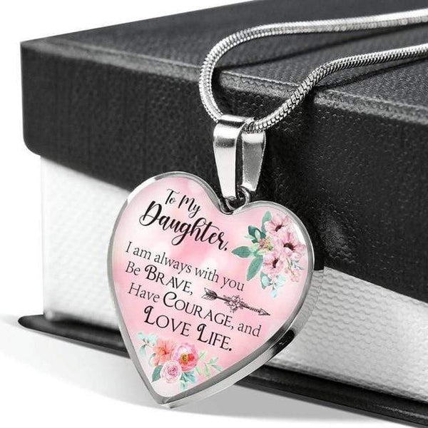 Necklaces To My Daughter - I Am Always With You Engraved Heart Necklace Silver GiveMe-Gifts