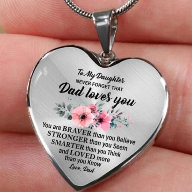 Necklaces To My Daughter - I Love You More Engraved Heart Necklace Dad To Daughter 1 GiveMe-Gifts