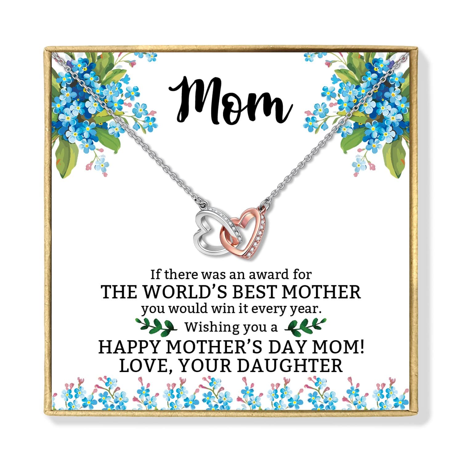 Necklaces To My Mom - Happy Mother's Day Interlocking Heart Necklace GiveMe-Gifts