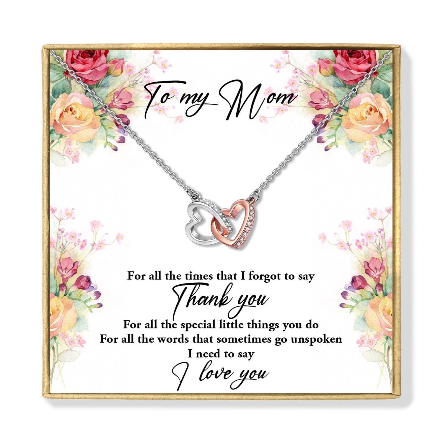 Necklaces To My Mom - I Love You Interlocking Heart Necklace GiveMe-Gifts