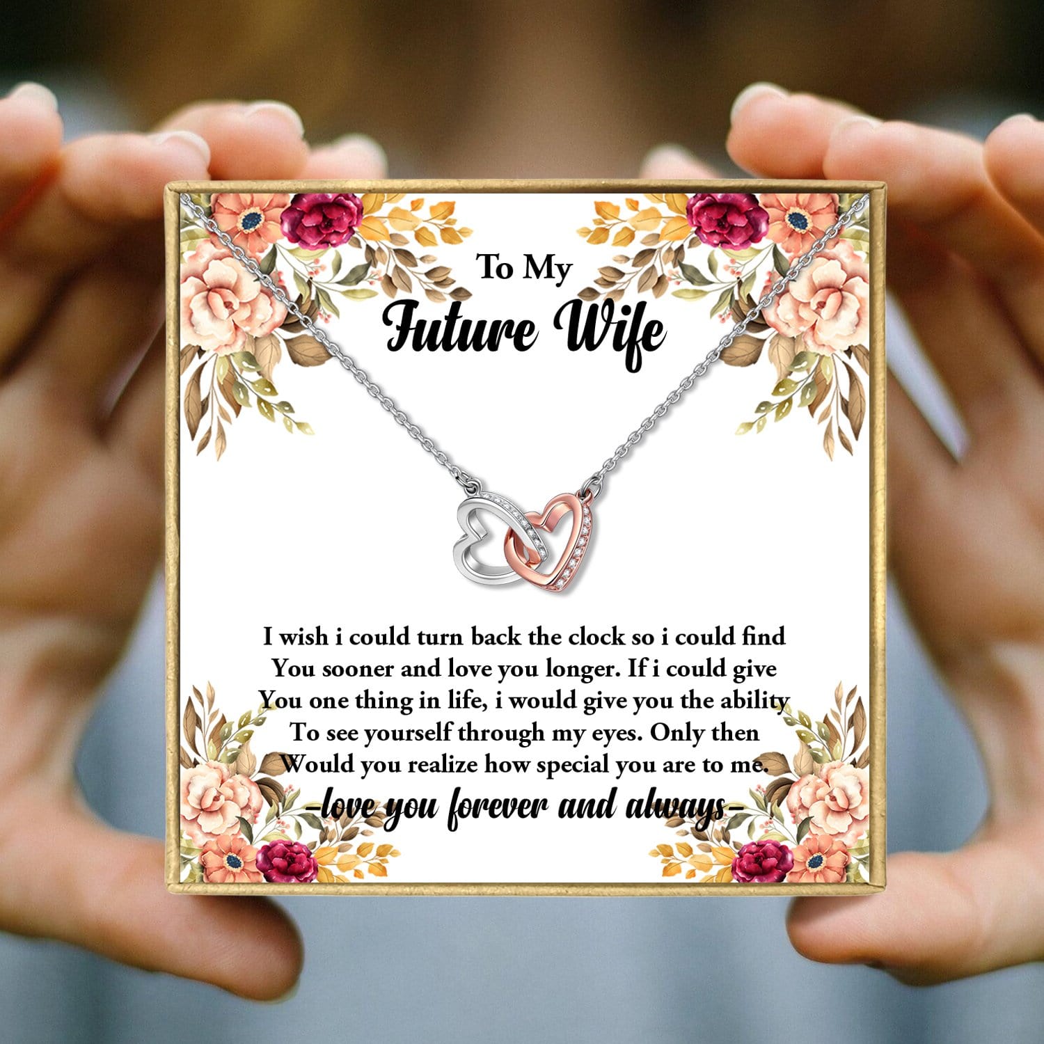 Necklaces To My Future Wife - I Love You Forever Interlocking Heart Necklace GiveMe-Gifts