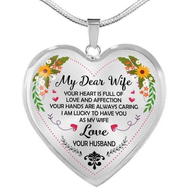 Necklaces To My Wife - I Am Lucky To Have You Engraved Heart Necklace Silver GiveMe-Gifts