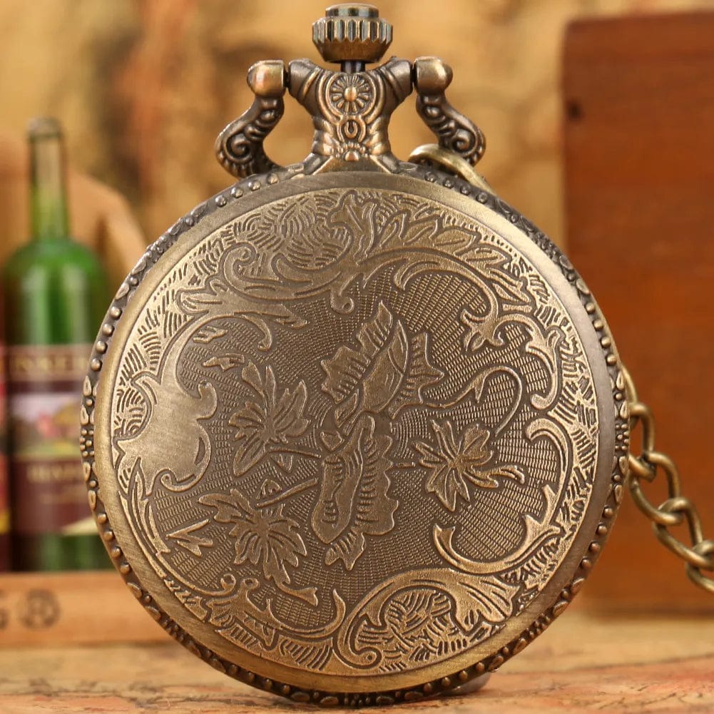 Pocket Watches On Festival Punk Vintage Bronze Quartz Pocket Watch Gift Men Women Antique Style Arabic Numerals Dial Necklace Pendant Chain Clock Children GiveMe-Gifts