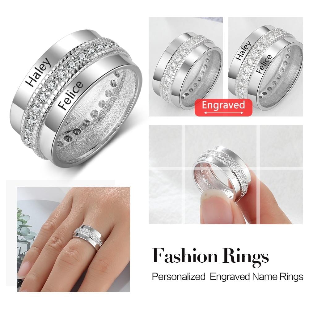 Rings Couple Of Love - Customized Name Ring - 925 Sterling Silver GiveMe-Gifts