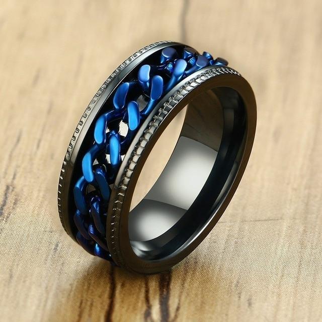 Rings Intertwined Chain Spinner Ring 7 / Black Blue GiveMe-Gifts