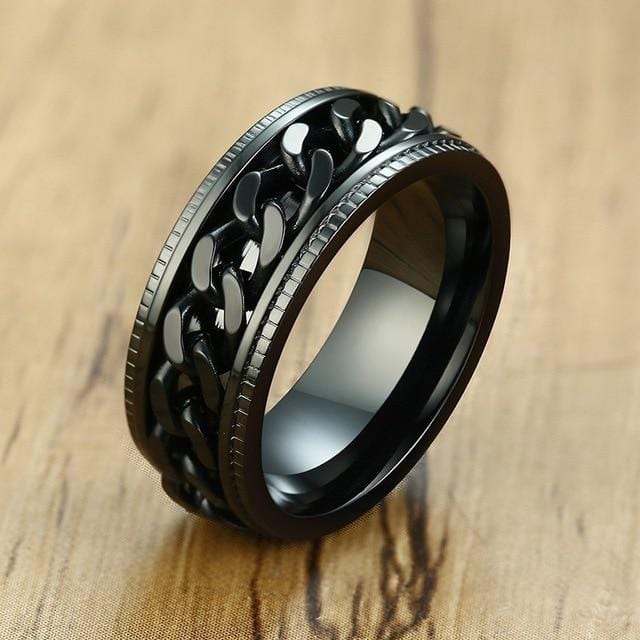 Rings Intertwined Chain Spinner Ring 7 / Black GiveMe-Gifts