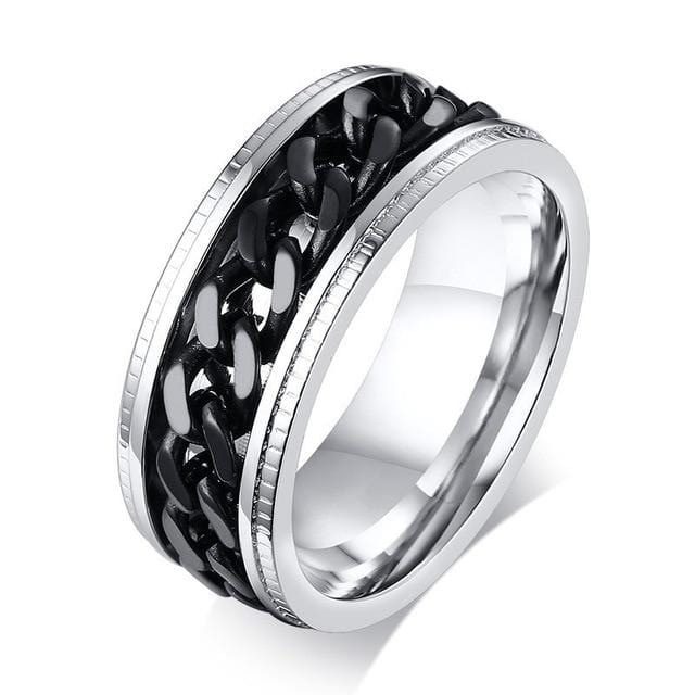 Rings Intertwined Chain Spinner Ring 7 / Silver Black GiveMe-Gifts