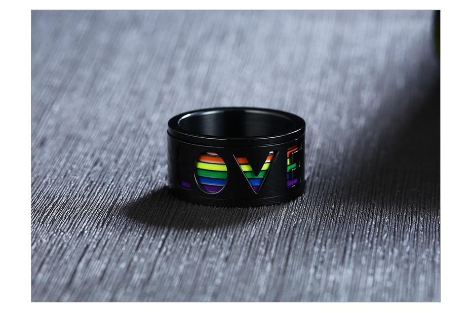 Rings Rainbow LOVE Black Spinner Ring GiveMe-Gifts