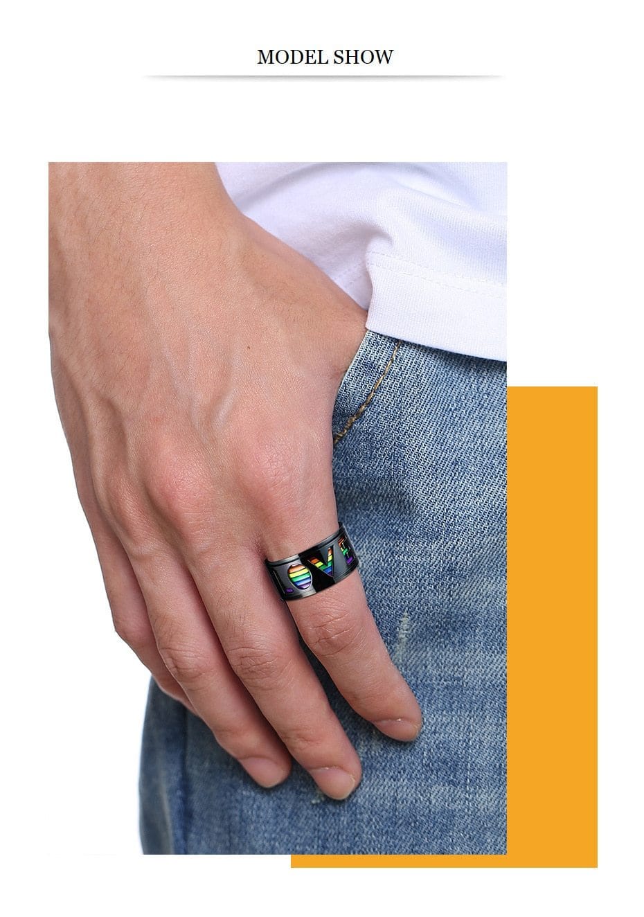 Rings Rainbow LOVE Black Spinner Ring GiveMe-Gifts