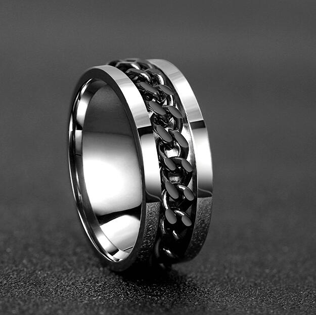 Spinner Ring Silver Intertwined Chain Spinner Ring 10 / Silver Black GiveMe-Gifts
