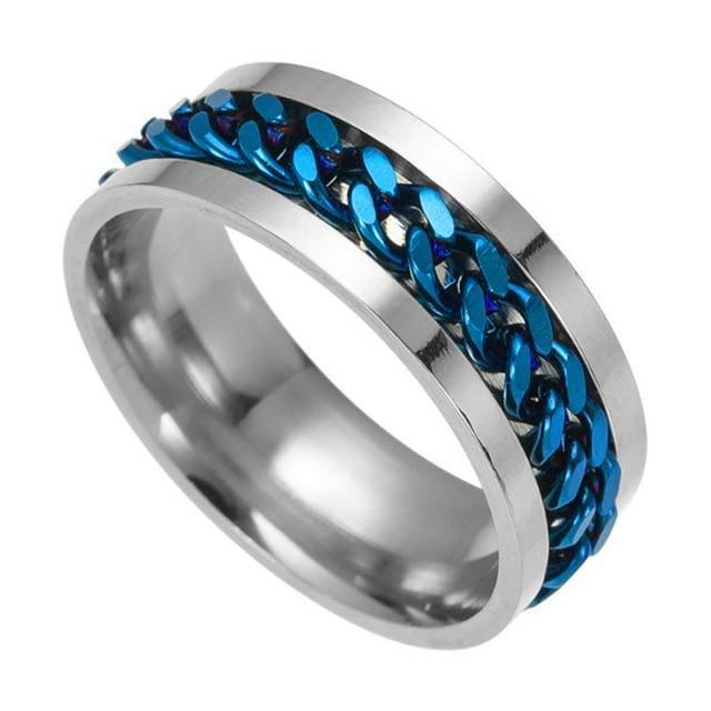 Rings Silver Intertwined Chain Spinner Ring 10 / Silver Blue GiveMe-Gifts