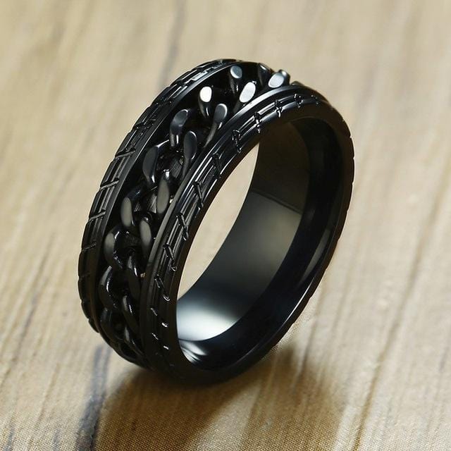 Rings Tire Intertwined Chain Spinner Ring 7 / Black GiveMe-Gifts