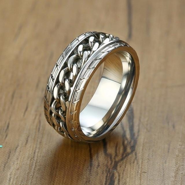 Rings Tire Intertwined Chain Spinner Ring 7 / Silver GiveMe-Gifts