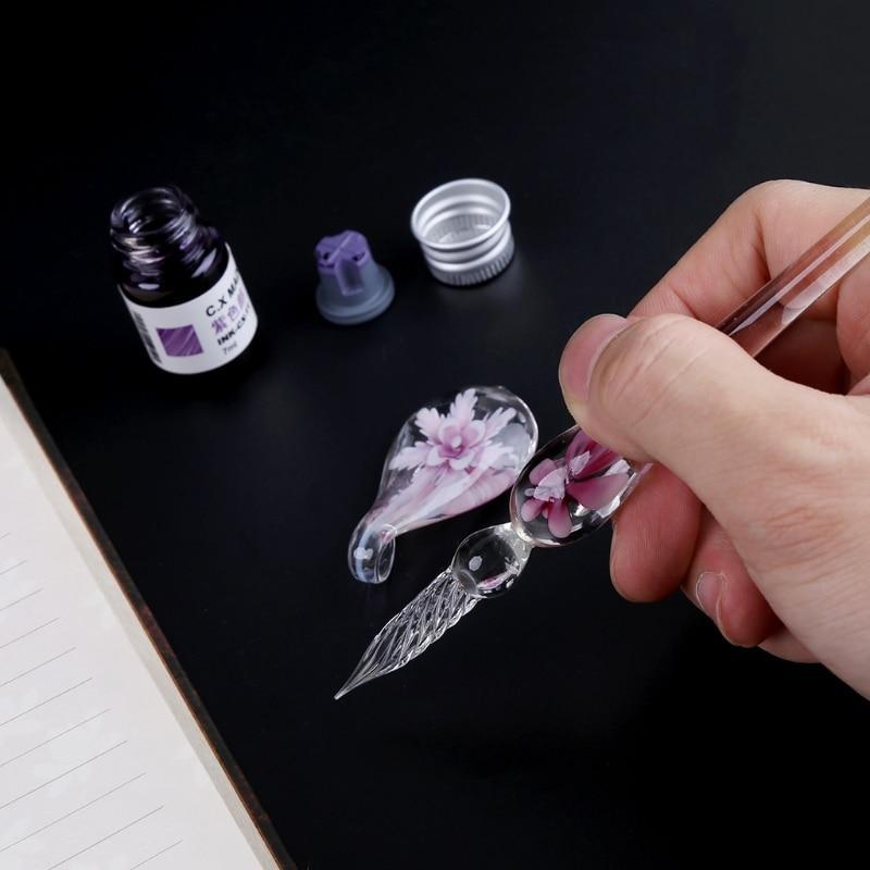 Stationery Floral Glass Dip Pen Set GiveMe-Gifts