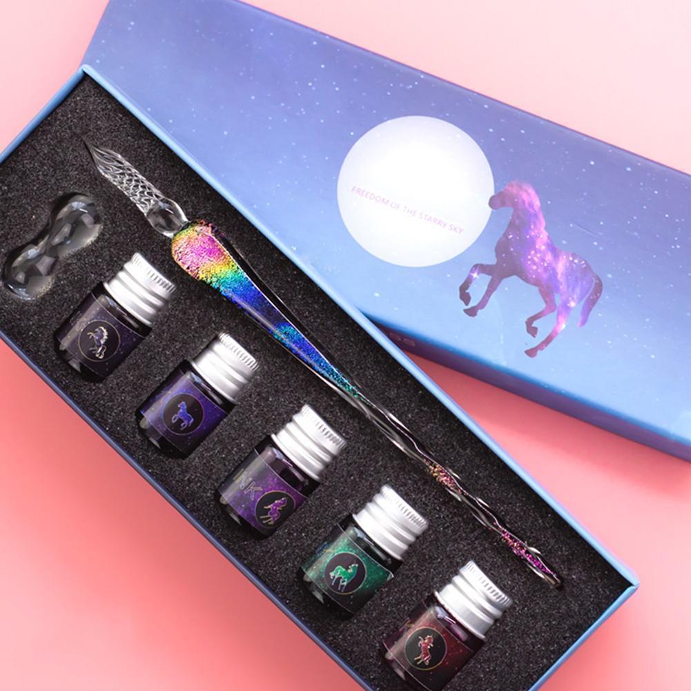 Stationery Galaxy Rainbow Glass Fountain Pen Set GiveMe-Gifts