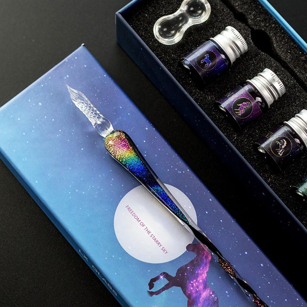 Stationery Galaxy Rainbow Glass Fountain Pen Set GiveMe-Gifts