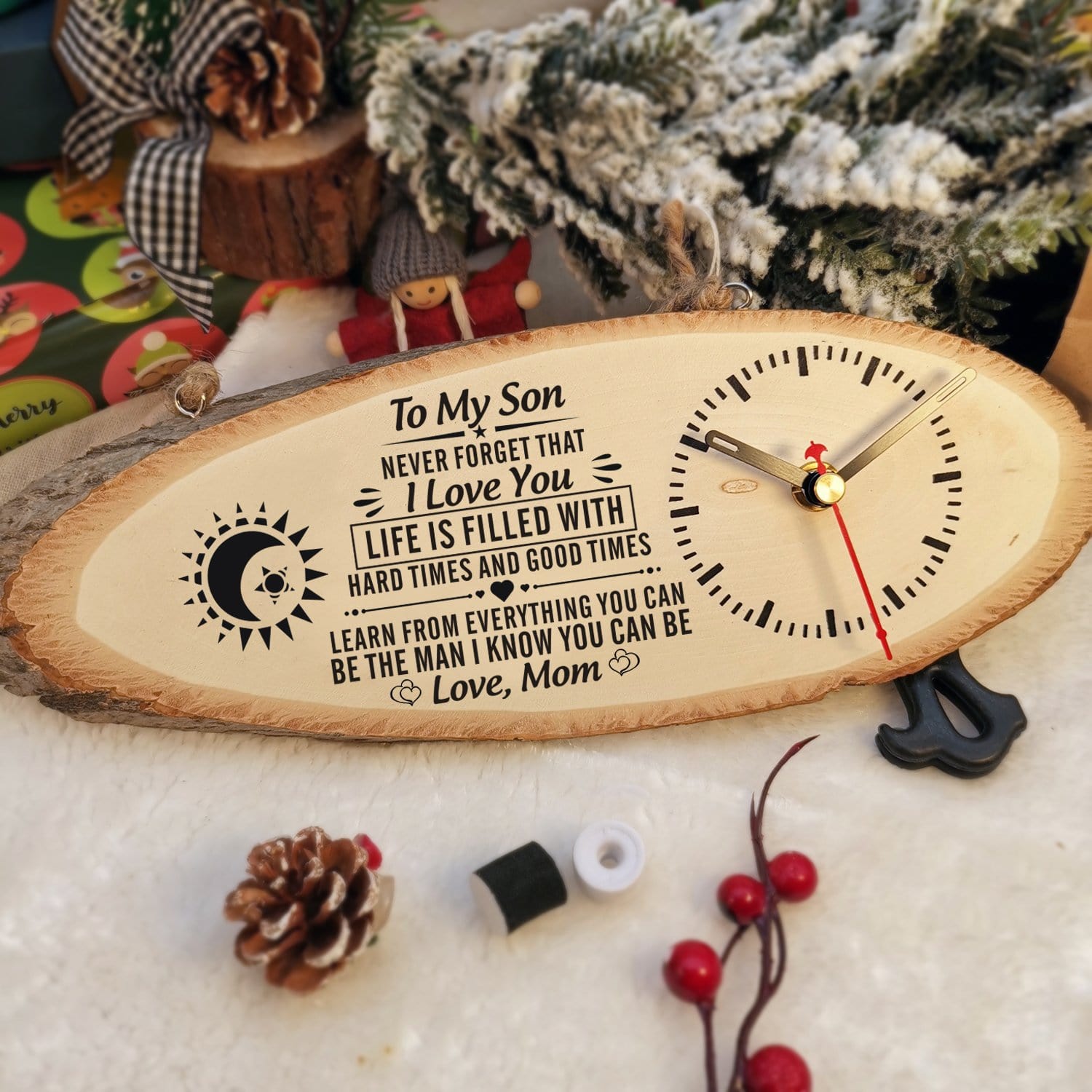 Table Clocks Mom To Son - Be The Man I Know You Can Be Engraved Wood Clock GiveMe-Gifts