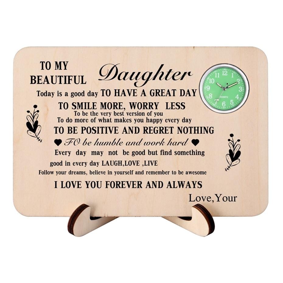 Table Clocks To My Daughter - I Love You Forever And Always Wooden Table Clock GiveMe-Gifts